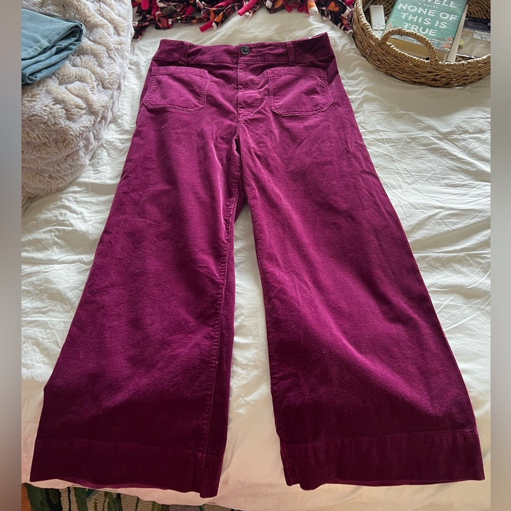 MAEVE THE COLETTE CROPPED WIDE-LEG CORDUROY PANTS